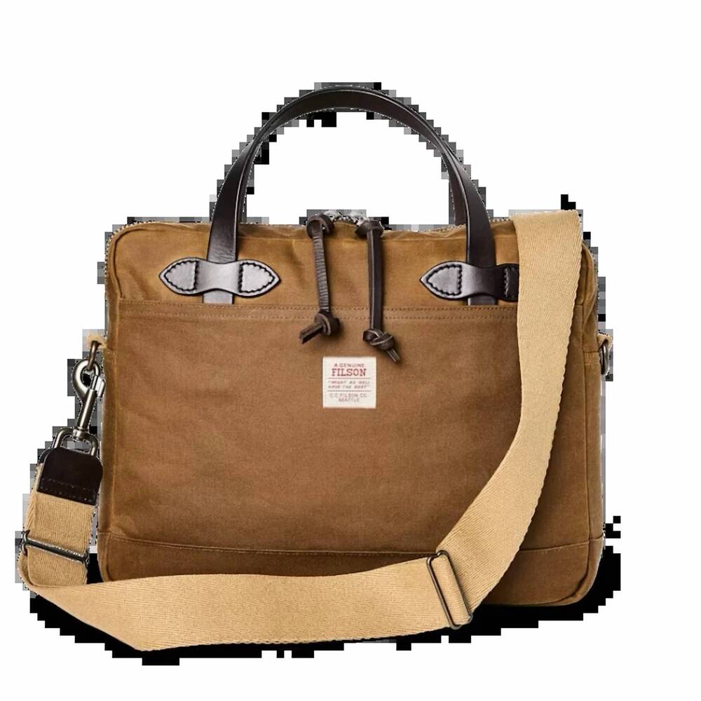 NEW FILSON tin cloth compact briefcase in dark tan
